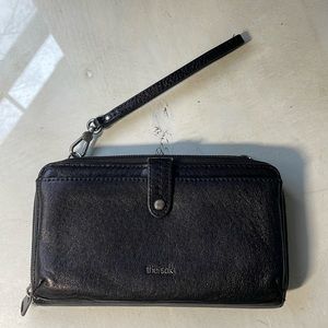 The Sak Black Leather Smartphone Wristlet
